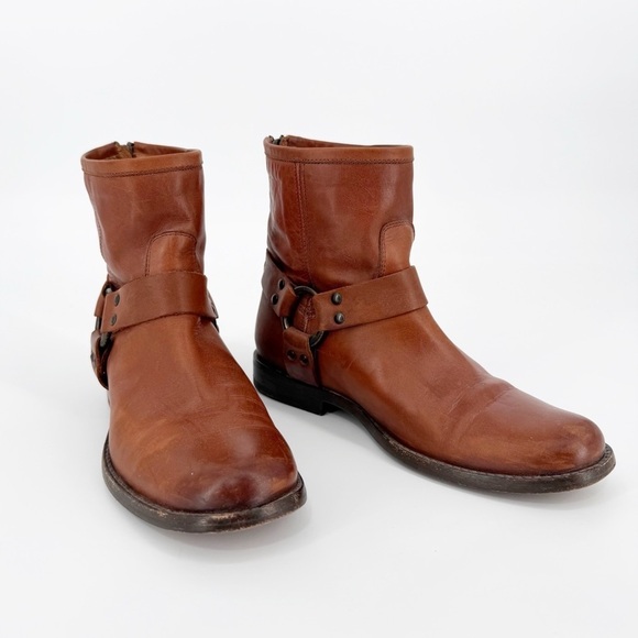 Frye Shoes - Frye Phillip Harness Short Leather  Whiskey Bootie Size 6